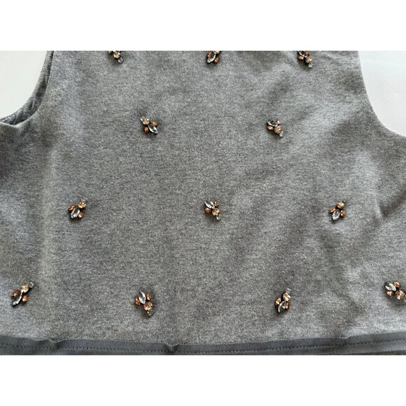 Crewcuts Girl's Size 12 Grey Sleeveless Dress with Crystal Embellishments - Picture 3 of 5
